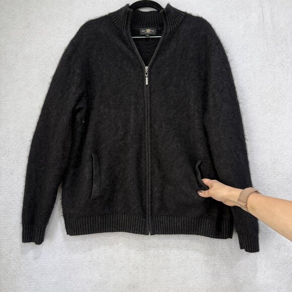 Glen Lyon Sweater Mens XL 100% Cashmere Full Zip Cardigan Mock Neck Pockets - Picture 4 of 9